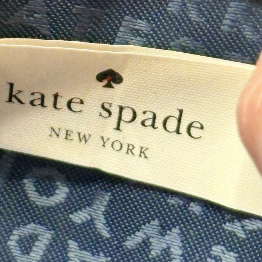 Kate Spade Neda Grey Street WLRU2264 Blue Leather Zip Around Wallet READ